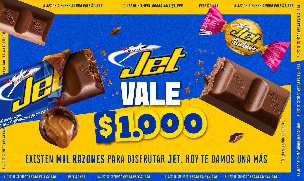 Barras de chocolate con leche Jet y Burbujet de Compañía Nacional de Chocolates