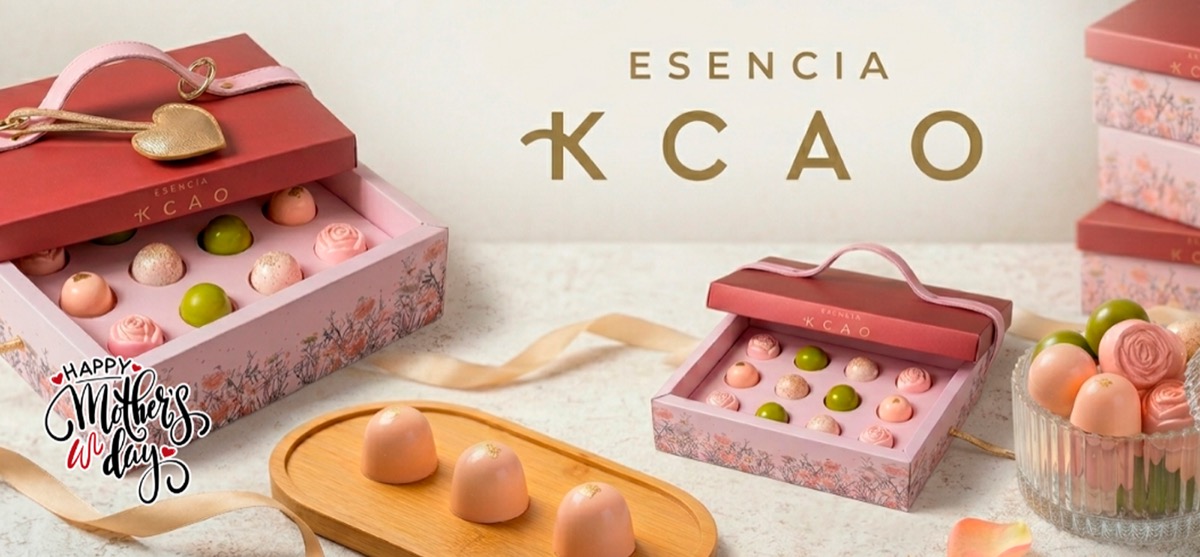 Bombones pintados a mano y cajas de regalo de Esencia Kcao